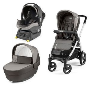 Carucior 3 In 1, Peg Perego, Book Plus 51 S, Titania White, baza i-Size inclusa, Class Grey imagine