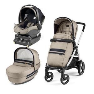 Carucior 3 In 1, Peg Perego, Book Plus 51 S, Titania White, baza i-Size inclusa, Luxe Ecru imagine