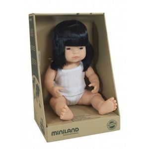 Papusa educationala 38 cm Fetita Asiatica purtatoare de Ochelari imagine