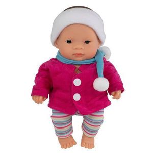 Papusa Bebelus Fetita Asiatica 21 cm cu set imbracaminte de iarna imagine