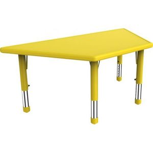 Masa trapezoidala reglabila din plastic pentru gradinita, 40-60 cm, galben imagine