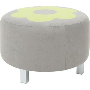 Puf rotund Premium gri-verde lime imagine