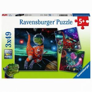 PUZZLE DINOZAURI IN SPATIU, 3x49 PIESE imagine