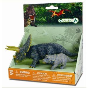 Set de 2 figurine pictate manual Triceratops cu pui 89312 imagine
