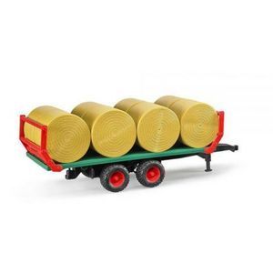 BRUDER - REMORCA TRANSPORT BALOTI CU 8 BALOTI ROTUNZI imagine