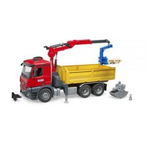 BRUDER - CAMION DE CONSTRUCTII CU MACARA MERCEDES BENZ AROCS SI 2 PALETI imagine