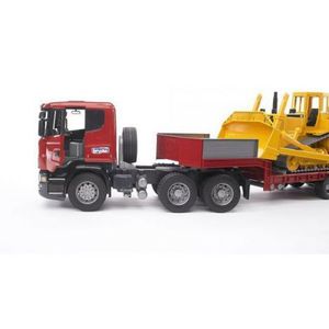 BRUDER - CAMION INCARCARE SCANIA R-SERIES SI BULDOZER CAT imagine