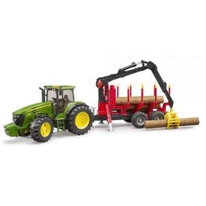 BRUDER - TRACTOR JOHN DEERE 7930 CU REMORCA FORESTIERA SI 4 BUSTENI imagine