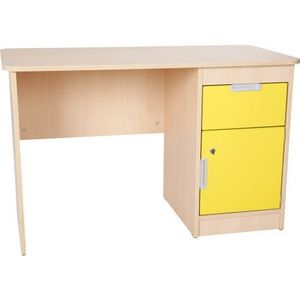 Birou cu sertar si dulapior Quadro alb - galben imagine