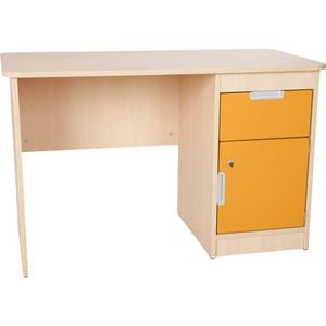 Birou cu sertar si dulapior Quadro alb - oranj imagine