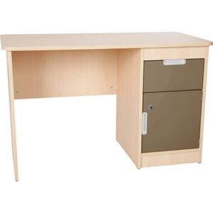 Birou cu sertar si dulapior Quadro alb - maro imagine
