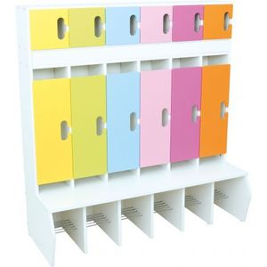 Cuier vestiar alb cu 6 compartimente si usi Pastel imagine
