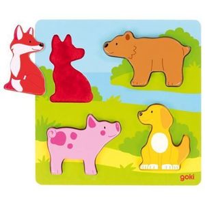 Puzzle tactil din lemn Atinge si descopera Animale imagine