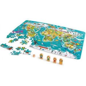 Puzzle 2-in-1 100 piese, Turul Lumii, Hape E1626 imagine