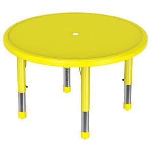 Masa rotunda, 85 cm diametru, galbena, din plastic, reglabila, marimea 0-3 pentru gradinita imagine