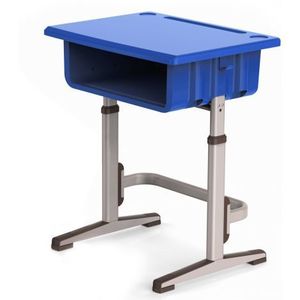 Banca scolara individuala, pentru gimnaziu sau liceu, Albastra, cu inaltime reglabila 64 - 82 cm imagine