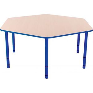 Masa hexagonala Bambino reglabila 40 - 58 cm cu cant albastru imagine