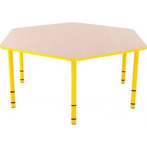 Masa hexagonala Bambino reglabila 40 - 58 cm cu cant galben imagine