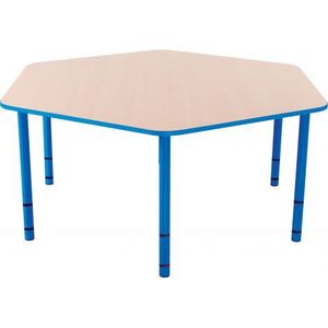 Masa hexagonala Bambino reglabila 40 - 58 cm cu cant bleu imagine