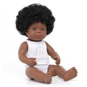Papusa educationala 38 cm Fetita Afroamericana imagine