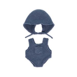 Set imbracaminte salopeta si caciulita pentru papusa 21 cm imagine