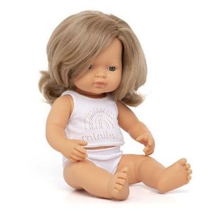 Papusa educativa 38 cm Fetita caucaziana blond inchis imagine