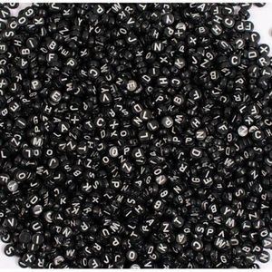 Set 500 margele negre plate cu litere imagine