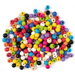 Set 200 margele din lemn colorate rotunde, 10 mm diametru imagine