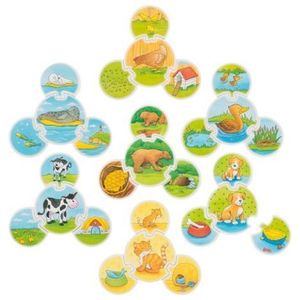 Joc puzzle de asociere Animalele - hrana, mediul de viata si puii imagine