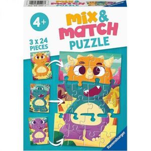 PUZZLE MIX&MATCH DINOZAURI, 3x24 PIESE imagine