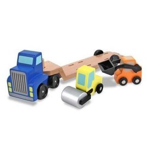 Camion transportor cu platforma cu utilaje de constructii Melissa and Doug imagine
