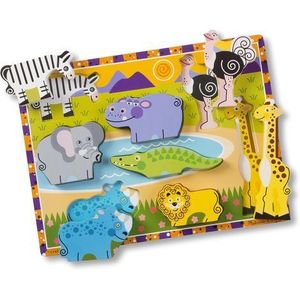 Puzzle lemn in relief Safari Melissa and Doug imagine
