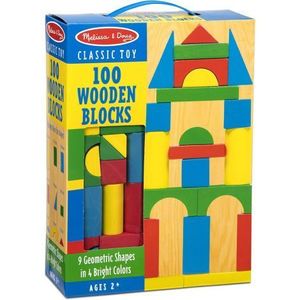 Set de construit Cuburi din lemn colorate 100 bucati Melissa and Doug 0481 imagine