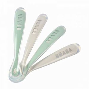 Set 4 lingurite silicon +4 luni Beaba Sage Green imagine