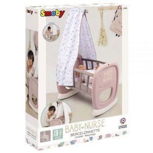 Leagan pentru papusa Smoby Baby Nurse Cradle maro cu baldachin imagine