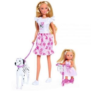 Papusa Simba Steffi Love Cute Walk papusa 29 cm, papusa 12 cm, 2 figurine si accesorii imagine
