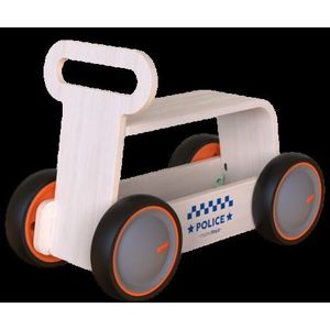 Jucarie din lemn 3 in 1 Politie DriveMe Wood: masinuta ride-on, premergator si carucior de jucarii MamaToyz imagine