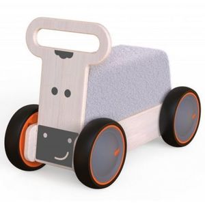 Jucarie din lemn 3 in 1 Vacuta DriveMe Soft: masinuta ride-on, premergator si carucior de jucarii MamaToyz imagine