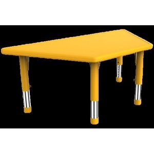 Masa trapezoidala galbena din plastic reglabila marimea 1-3 pentru gradinita imagine