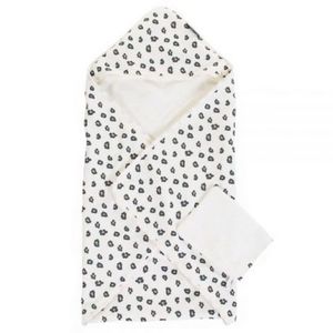Prosop cu gluga si manusa de baie Childhome Jerse Frotir 80x80 cm, Leopard imagine