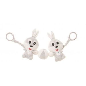 Jucarie zornaitoare plusata pentru carucior 4Baby PRAM TOY Iepurasi Gri R11 imagine