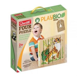 Four Puzzle Animale Salbatice Bio, 2 ani+, Quercetti Q80711 imagine