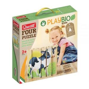 Four Puzzle Animale Ferma Bio, 2 ani+, Quercetti Q80712 imagine