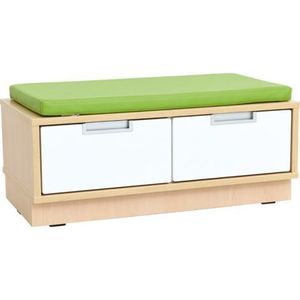 Dulap bancuta Quadro 2 locuri, culoare alb-artar, saltea sezut verde mar imagine