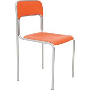 Scaun Next din plastic cu cadru din otel, stivuibil, orange imagine