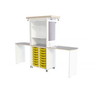 Mobilier cu zona depozitare, pentru laborator scolar XXL alb imagine