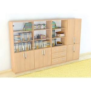 Set mobilier scolar pentru depozitare si expunere materiale didactice, expo 6 culoare fag imagine