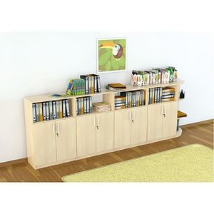 Set mobilier scolar pentru depozitare si expunere materiale didactice, expo 1 culoare mesteacan imagine