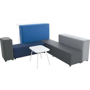 Set fotolii puf pentru sala de relaxare, asteptare, gradinita si scoala, Blocco 1, cu 2 masute imagine