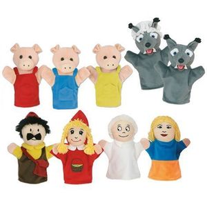 Set 8 papusi de mana Scufita rosie si Cei trei purcelusi, cu ghid pedagogic si 2 povesti in limba romana imagine